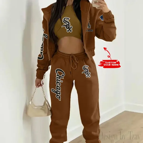 Chicago White Sox MLB Women's Outfit Winter Athleisure 3 Piece Set SPTWAL3PS137 - Image 7