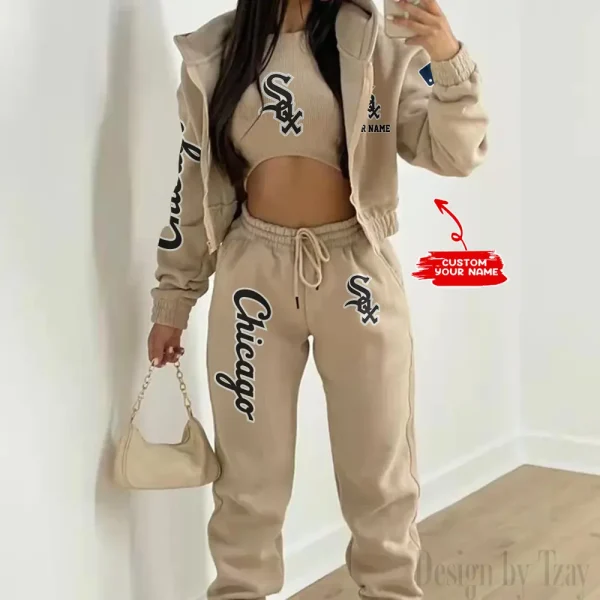 Chicago White Sox MLB Women's Outfit Winter Athleisure 3 Piece Set SPTWAL3PS137 - Image 8