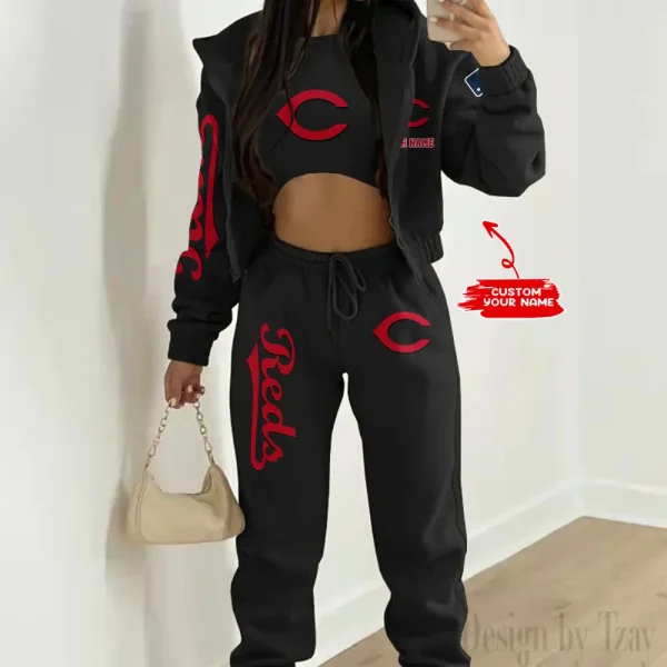 Cincinnati Reds MLB Women's Outfit Winter Athleisure 3 Piece Set SPTWAL3PS138 - Image 2