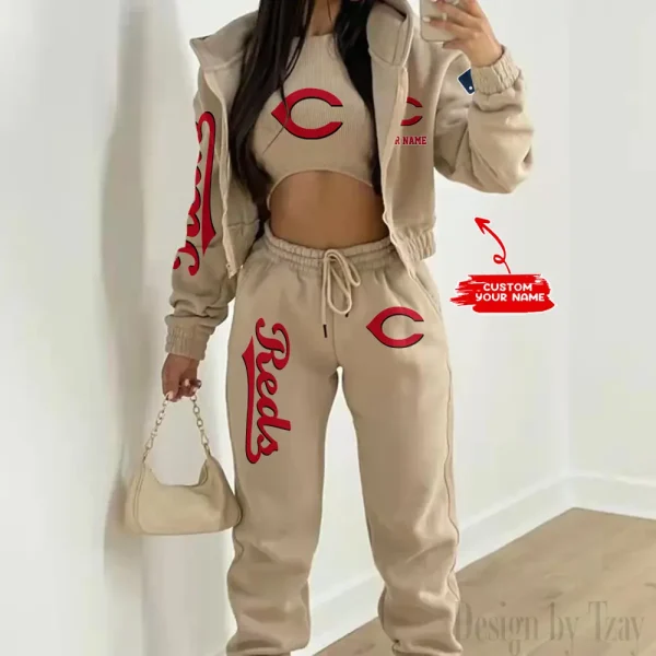 Cincinnati Reds MLB Women's Outfit Winter Athleisure 3 Piece Set SPTWAL3PS138 - Image 3