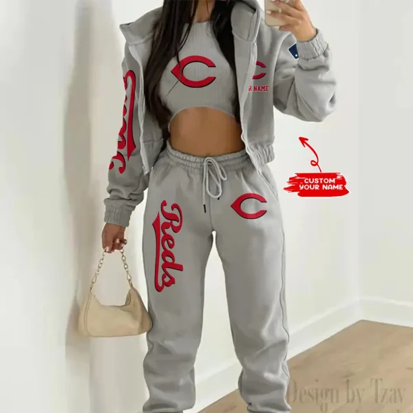 Cincinnati Reds MLB Women's Outfit Winter Athleisure 3 Piece Set SPTWAL3PS138 - Image 8