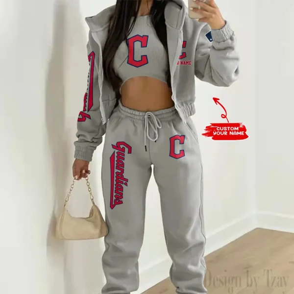 Cleveland Guardians MLB Women's Outfit Winter Athleisure 3 Piece Set SPTWAL3PS139