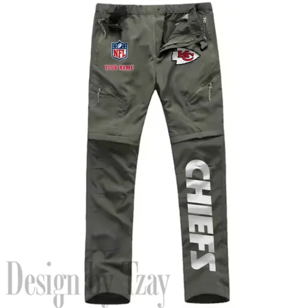 Kansas City Chiefs Men's Outdoor Hiking Pants Waterproof Detachable Quick Dry Fishing Pants Lightwweight SPTDQD016