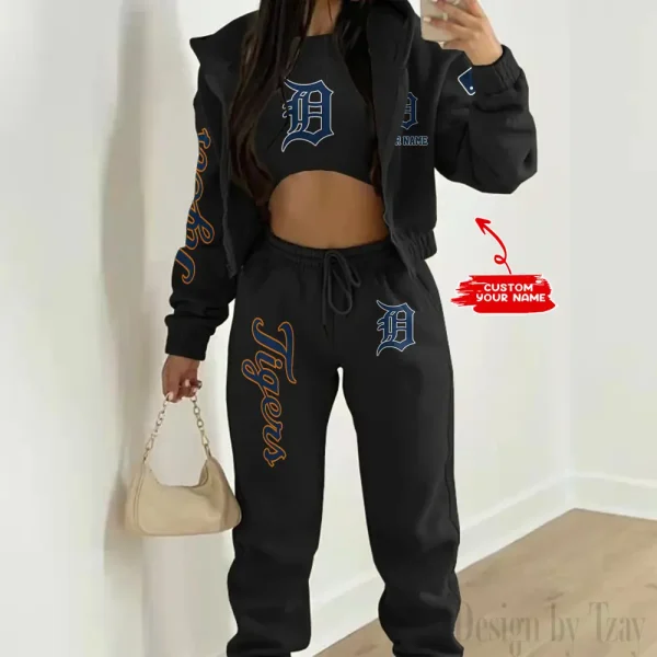 Detroit Tigers MLB Women's Outfit Winter Athleisure 3 Piece Set SPTWAL3PS141 - Image 8