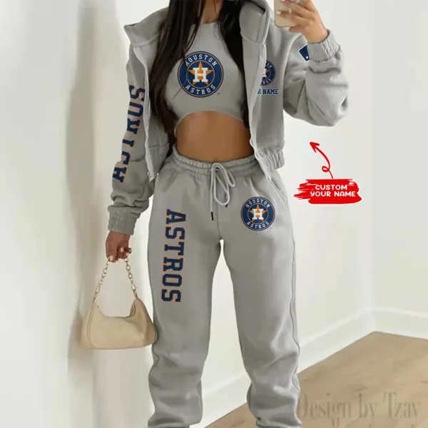 Houston Astros MLB Women's Outfit Winter Athleisure 3 Piece Set SPTWAL3PS142 - Image 2