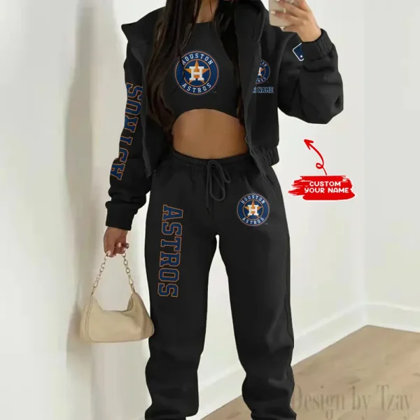 Houston Astros MLB Women's Outfit Winter Athleisure 3 Piece Set SPTWAL3PS142 - Image 3