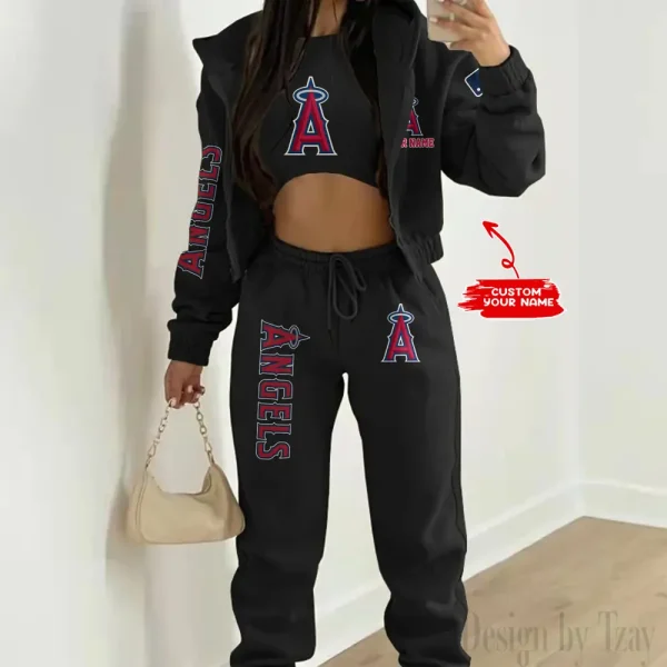 Los Angeles Angels MLB Women's Outfit Winter Athleisure 3 Piece Set SPTWAL3PS144 - Image 2