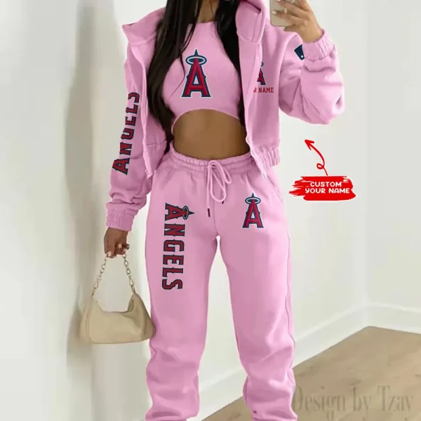Los Angeles Angels MLB Women's Outfit Winter Athleisure 3 Piece Set SPTWAL3PS144 - Image 4