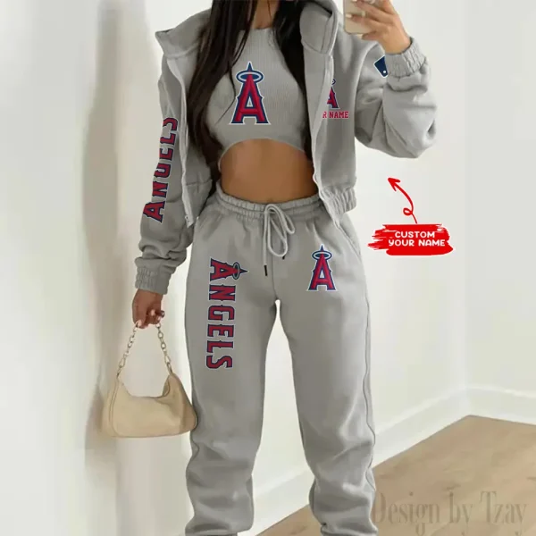 Los Angeles Angels MLB Women's Outfit Winter Athleisure 3 Piece Set SPTWAL3PS144 - Image 8