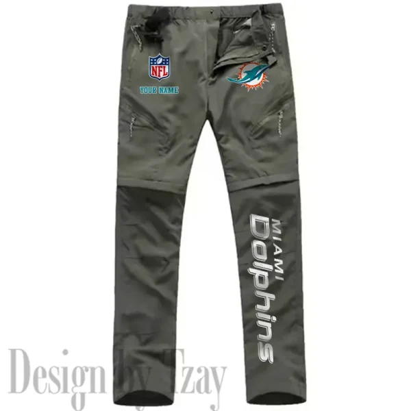 Miami Dolphins Men's Outdoor Hiking Pants Waterproof Detachable Quick Dry Fishing Pants Lightwweight SPTDQD020
