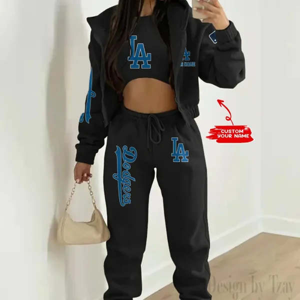 Los Angeles Dodgers MLB Women's Outfit Winter Athleisure 3 Piece Set SPTWAL3PS145 - Image 2