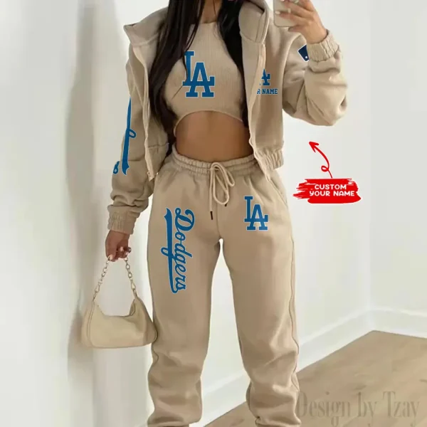 Los Angeles Dodgers MLB Women's Outfit Winter Athleisure 3 Piece Set SPTWAL3PS145 - Image 8