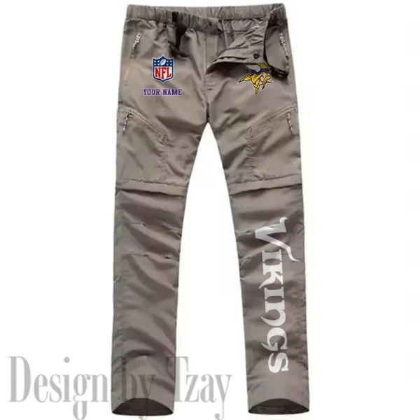 Minnesota Vikings Men's Outdoor Hiking Pants Waterproof Detachable Quick Dry Fishing Pants Lightwweight SPTDQD021