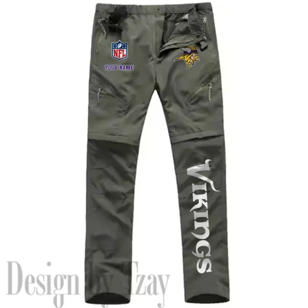 Minnesota Vikings Men's Outdoor Hiking Pants Waterproof Detachable Quick Dry Fishing Pants Lightwweight SPTDQD021 - Image 2
