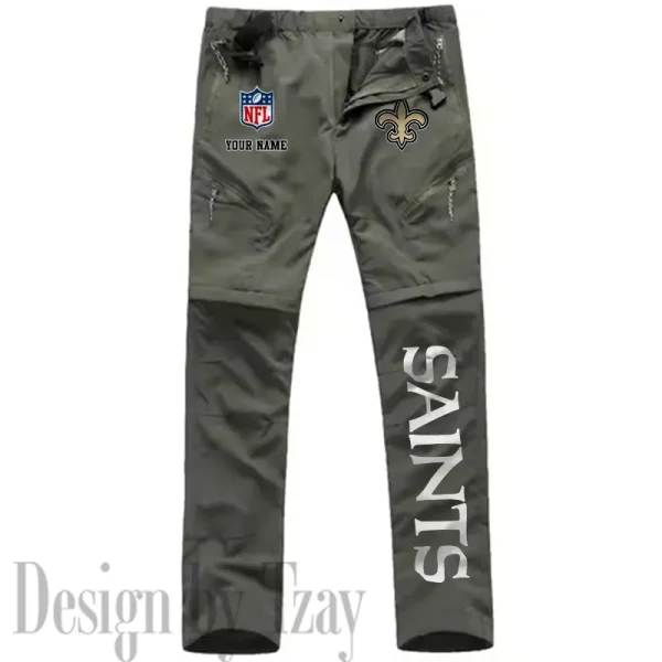 New Orleans Saints Men's Outdoor Hiking Pants Waterproof Detachable Quick Dry Fishing Pants Lightwweight SPTDQD023
