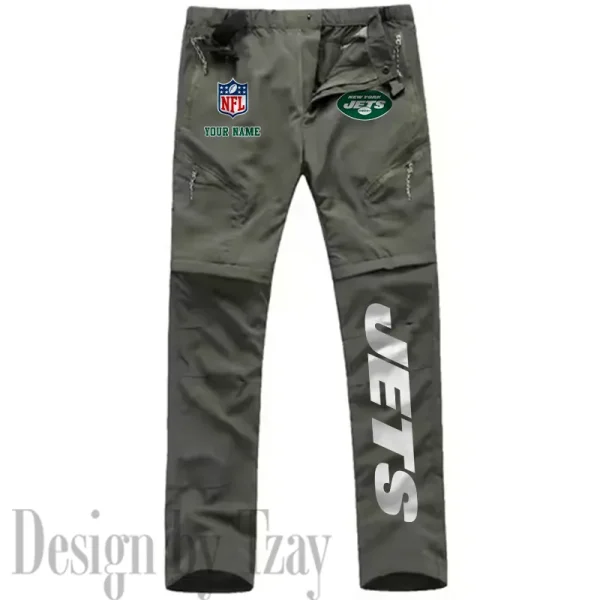 New York Jets Men's Outdoor Hiking Pants Waterproof Detachable Quick Dry Fishing Pants Lightwweight SPTDQD025