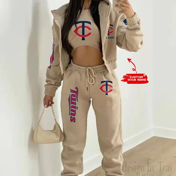 Minnesota Twins MLB Women's Outfit Winter Athleisure 3 Piece Set SPTWAL3PS148 - Image 3