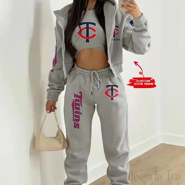 Minnesota Twins MLB Women's Outfit Winter Athleisure 3 Piece Set SPTWAL3PS148 - Image 8
