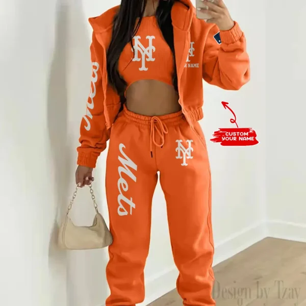 New York Mets MLB Women's Outfit Winter Athleisure 3 Piece Set SPTWAL3PS149