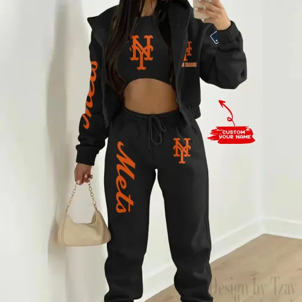 New York Mets MLB Women's Outfit Winter Athleisure 3 Piece Set SPTWAL3PS149 - Image 2