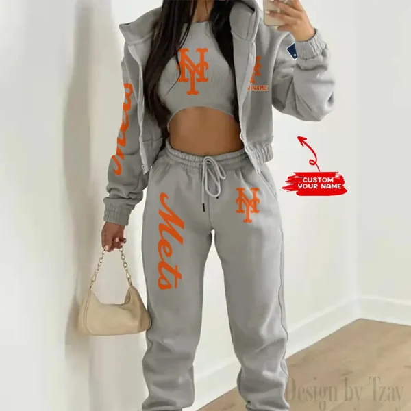New York Mets MLB Women's Outfit Winter Athleisure 3 Piece Set SPTWAL3PS149 - Image 3