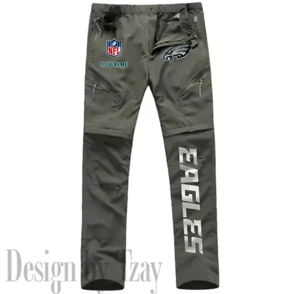 Philadelphia Eagles Men's Outdoor Hiking Pants Waterproof Detachable Quick Dry Fishing Pants Lightwweight SPTDQD026