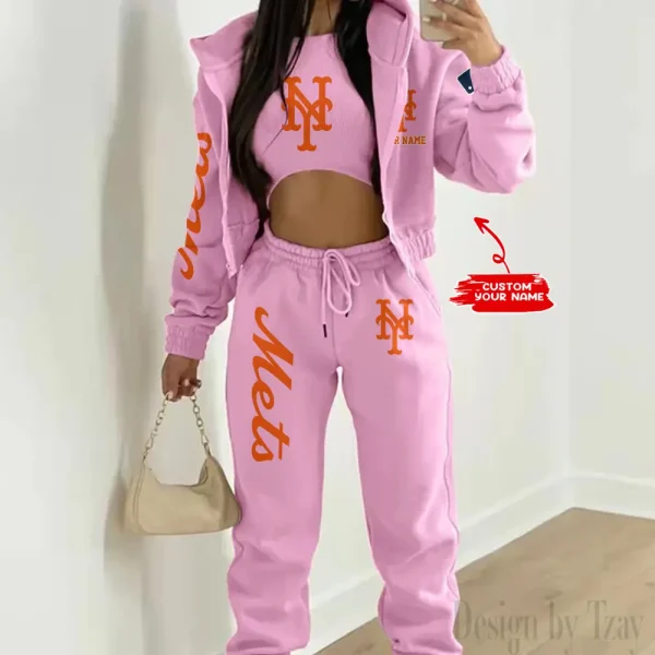 New York Mets MLB Women's Outfit Winter Athleisure 3 Piece Set SPTWAL3PS149 - Image 5