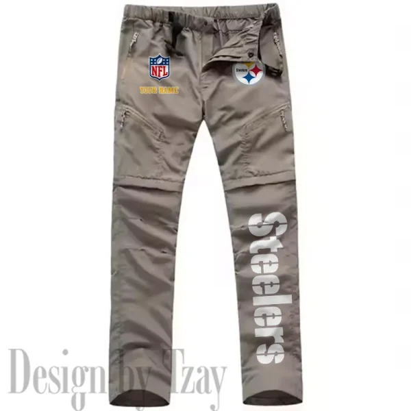 Pittsburgh Steelers Men's Outdoor Hiking Pants Waterproof Detachable Quick Dry Fishing Pants Lightwweight SPTDQD027