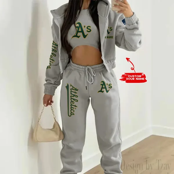 Oakland Athletics MLB Women's Outfit Winter Athleisure 3 Piece Set SPTWAL3PS151
