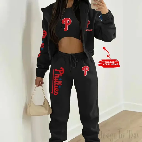 Philadelphia Phillies MLB Women's Outfit Winter Athleisure 3 Piece Set SPTWAL3PS152 - Image 2