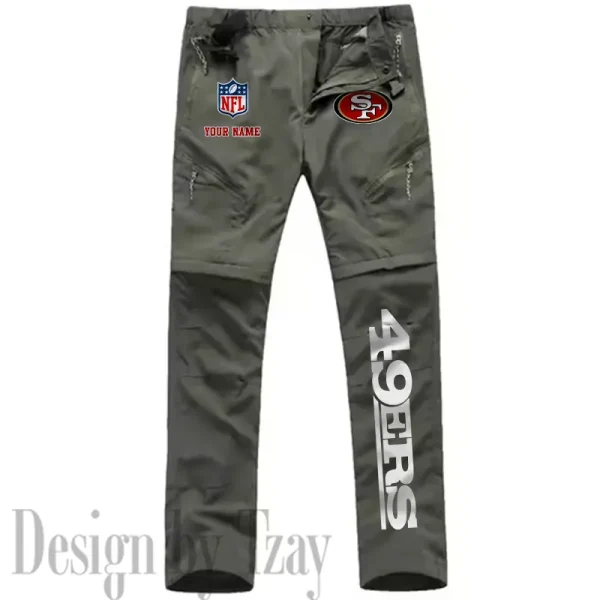San Francisco 49ers Men's Outdoor Hiking Pants Waterproof Detachable Quick Dry Fishing Pants Lightwweight SPTDQD028