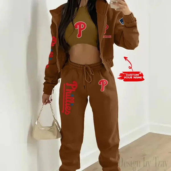 Philadelphia Phillies MLB Women's Outfit Winter Athleisure 3 Piece Set SPTWAL3PS152 - Image 4