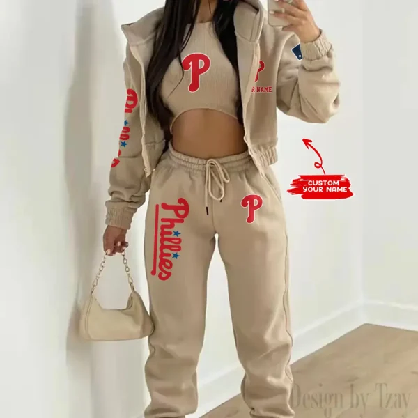 Philadelphia Phillies MLB Women's Outfit Winter Athleisure 3 Piece Set SPTWAL3PS152 - Image 6