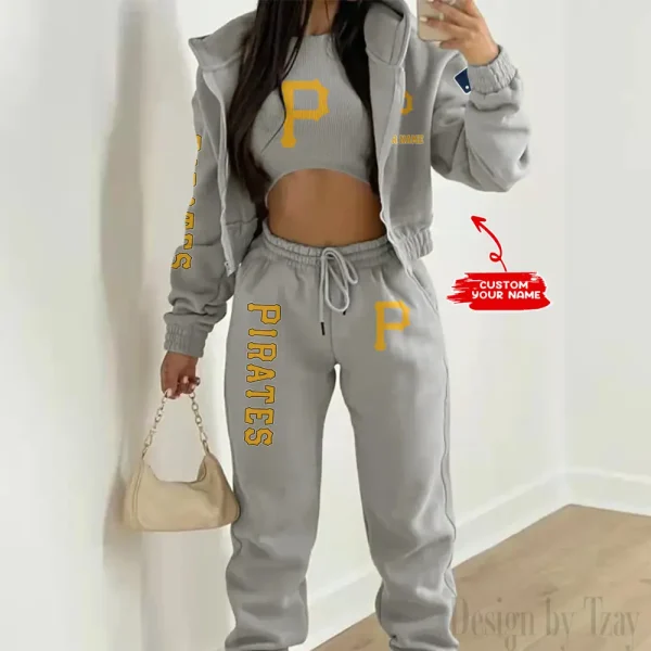 Pittsburgh Pirates MLB Women's Outfit Winter Athleisure 3 Piece Set SPTWAL3PS153 - Image 2