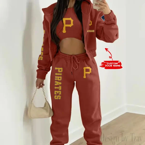 Pittsburgh Pirates MLB Women's Outfit Winter Athleisure 3 Piece Set SPTWAL3PS153 - Image 3