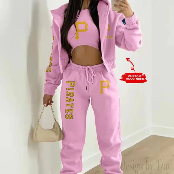 Pittsburgh Pirates MLB Women's Outfit Winter Athleisure 3 Piece Set SPTWAL3PS153 - Image 5