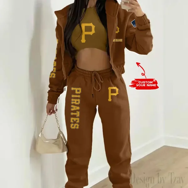 Pittsburgh Pirates MLB Women's Outfit Winter Athleisure 3 Piece Set SPTWAL3PS153 - Image 6