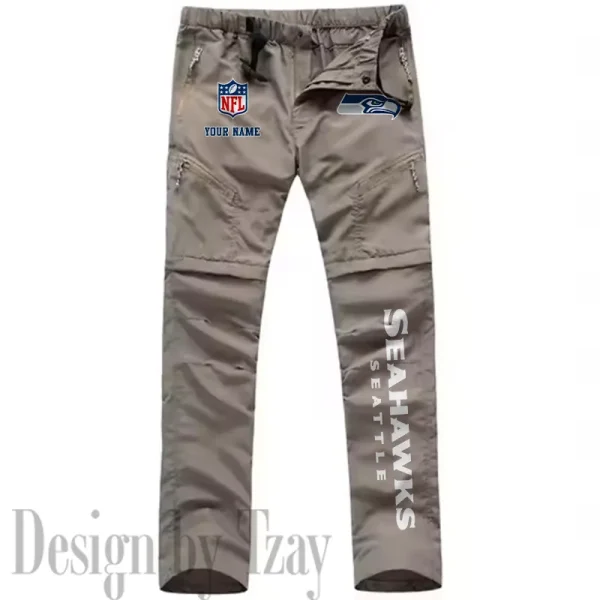 Seattle Seahawks Men's Outdoor Hiking Pants Waterproof Detachable Quick Dry Fishing Pants Lightwweight SPTDQD029