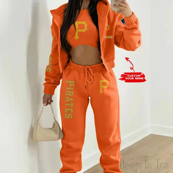 Pittsburgh Pirates MLB Women's Outfit Winter Athleisure 3 Piece Set SPTWAL3PS153 - Image 8