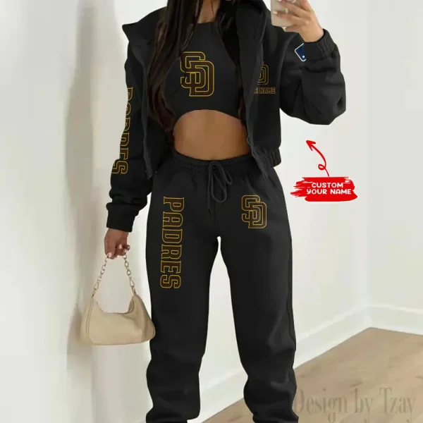 San Diego Padres MLB Women's Outfit Winter Athleisure 3 Piece Set SPTWAL3PS154 - Image 2