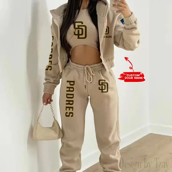 San Diego Padres MLB Women's Outfit Winter Athleisure 3 Piece Set SPTWAL3PS154