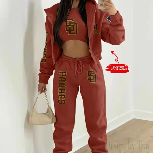 San Diego Padres MLB Women's Outfit Winter Athleisure 3 Piece Set SPTWAL3PS154 - Image 7