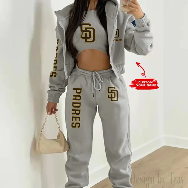San Diego Padres MLB Women's Outfit Winter Athleisure 3 Piece Set SPTWAL3PS154 - Image 8