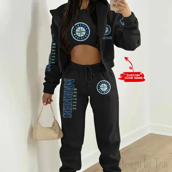 Seattle Mariners MLB Women's Outfit Winter Athleisure 3 Piece Set SPTWAL3PS156 - Image 2