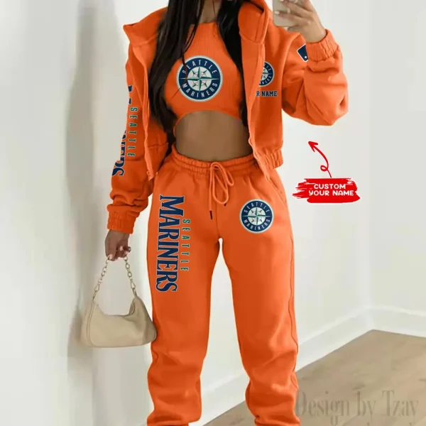 Seattle Mariners MLB Women's Outfit Winter Athleisure 3 Piece Set SPTWAL3PS156 - Image 3