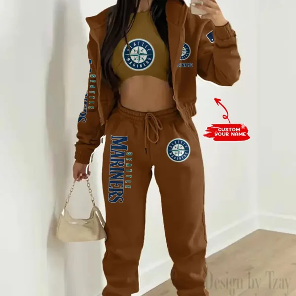 Seattle Mariners MLB Women's Outfit Winter Athleisure 3 Piece Set SPTWAL3PS156 - Image 4
