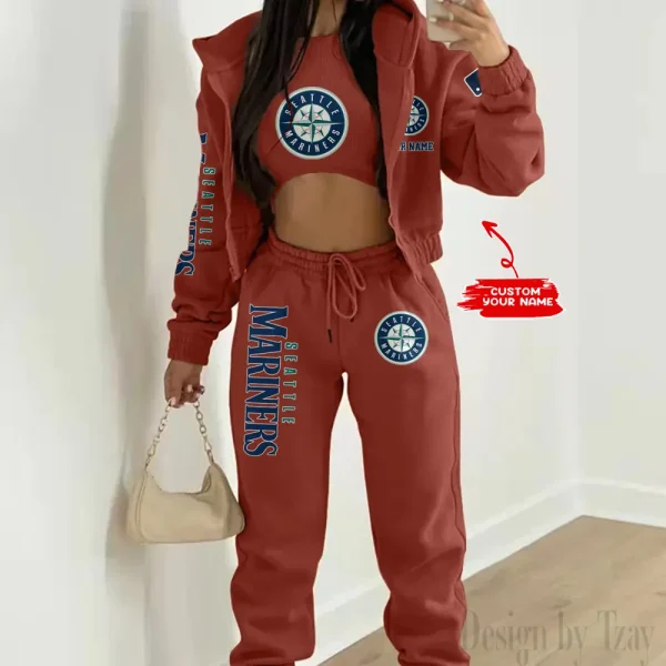 Seattle Mariners MLB Women's Outfit Winter Athleisure 3 Piece Set SPTWAL3PS156 - Image 7
