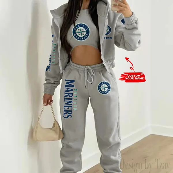 Seattle Mariners MLB Women's Outfit Winter Athleisure 3 Piece Set SPTWAL3PS156 - Image 8