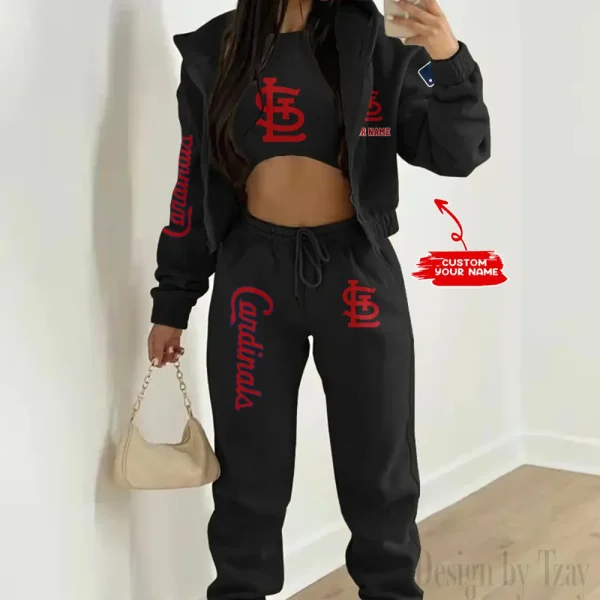 St. Louis Cardinals MLB Women's Outfit Winter Athleisure 3 Piece Set SPTWAL3PS157 - Image 2