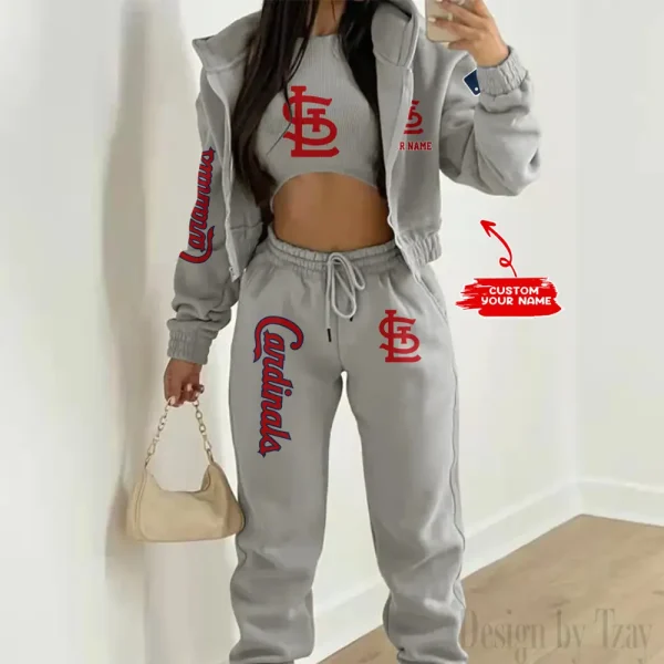 St. Louis Cardinals MLB Women's Outfit Winter Athleisure 3 Piece Set SPTWAL3PS157 - Image 3
